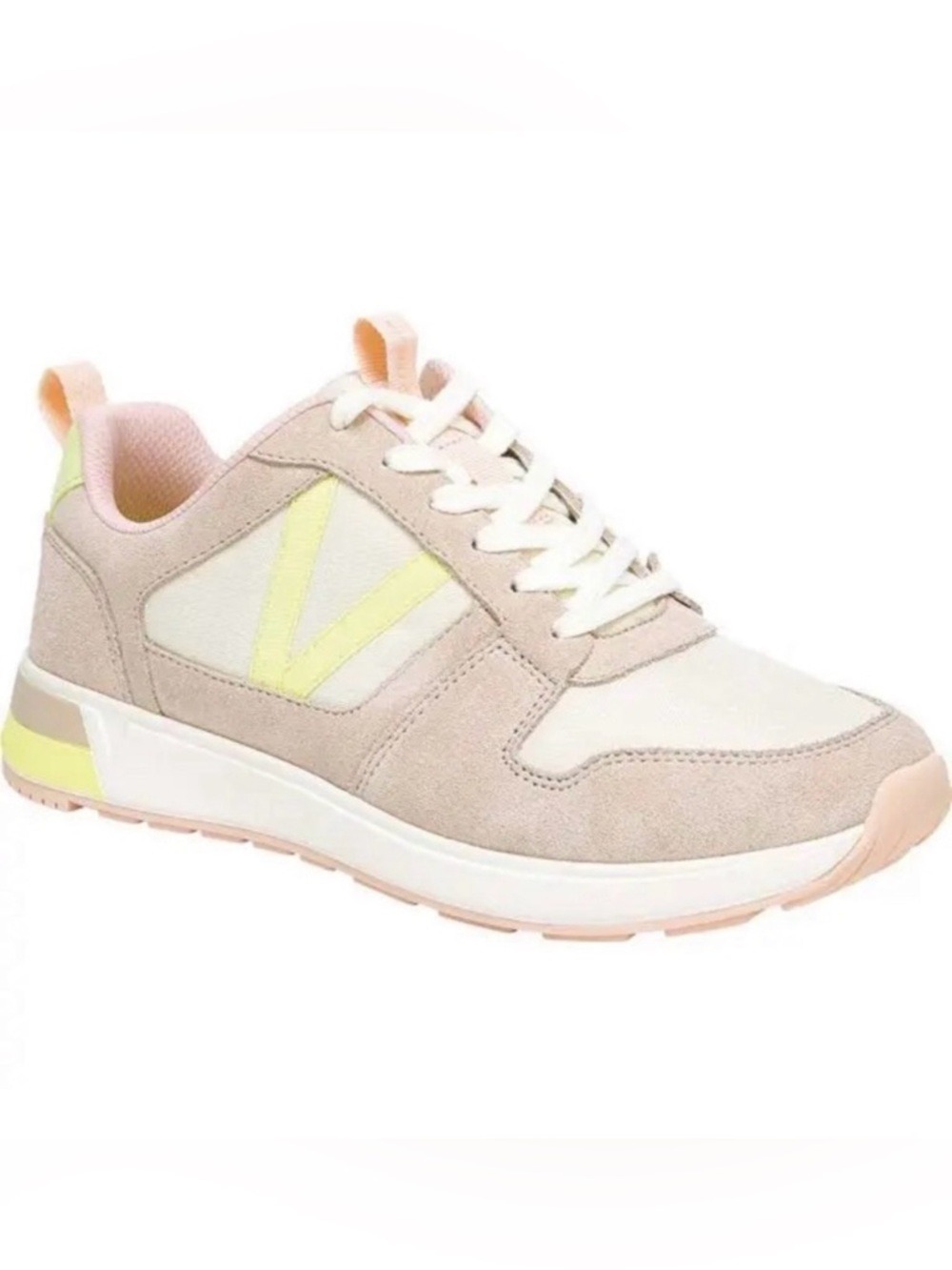 Vionic Rachelle Tan and Yellow Sneakers Retro-Inspired Sporty Design size 7.5